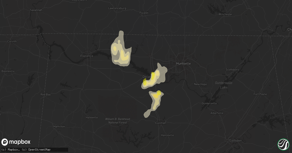 Hail map in Decatur, AL on June 12, 2021