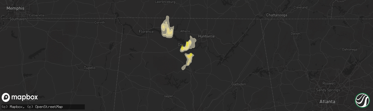 Hail map in Hartselle, AL on June 12, 2021