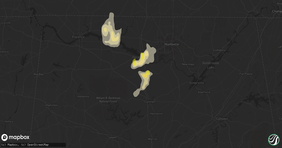 Hail map in Hartselle, AL on June 12, 2021