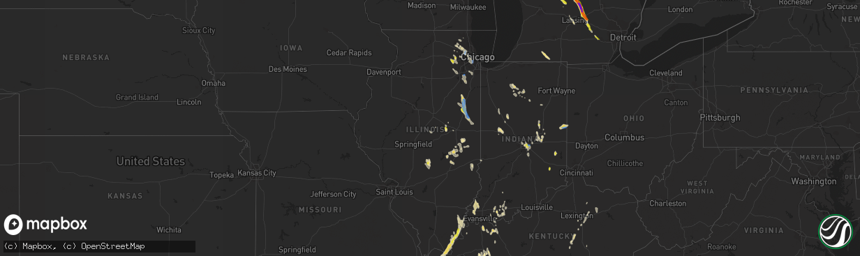 Hail map in Illinois on June 12, 2021