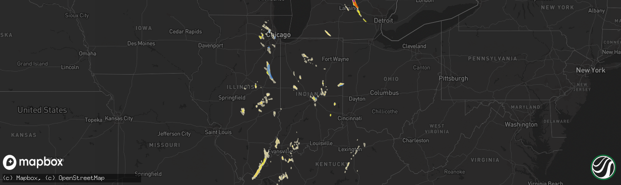 Hail map in Indiana on June 12, 2021