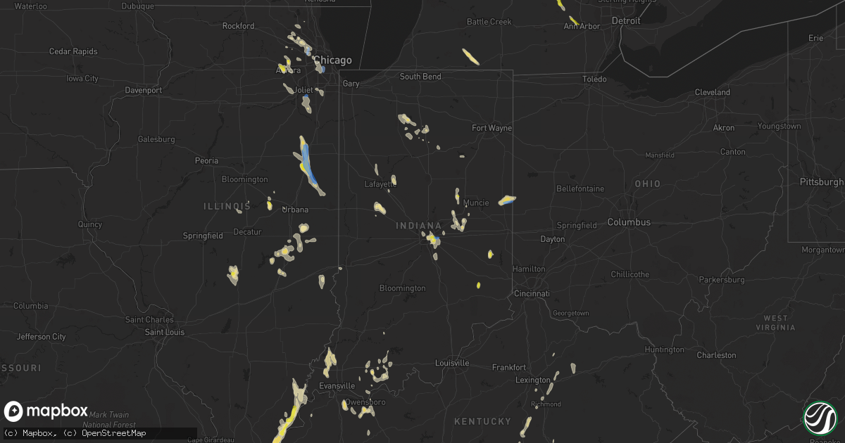 Hail map in Indiana on June 12, 2021