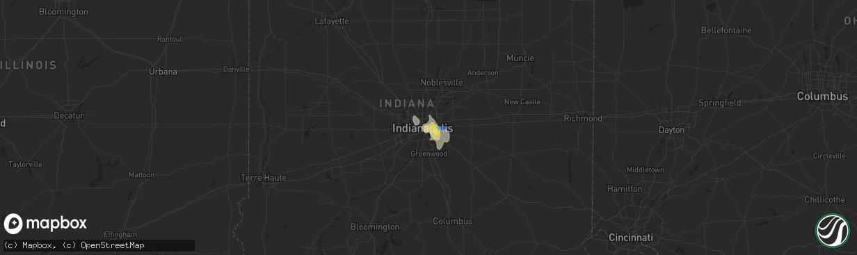 Hail map in Indianapolis, IN on June 12, 2021