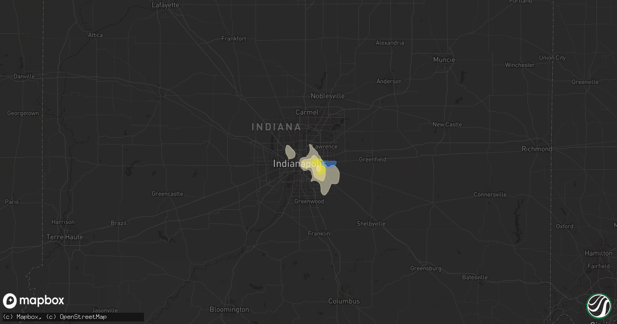 Hail map in Indianapolis, IN on June 12, 2021