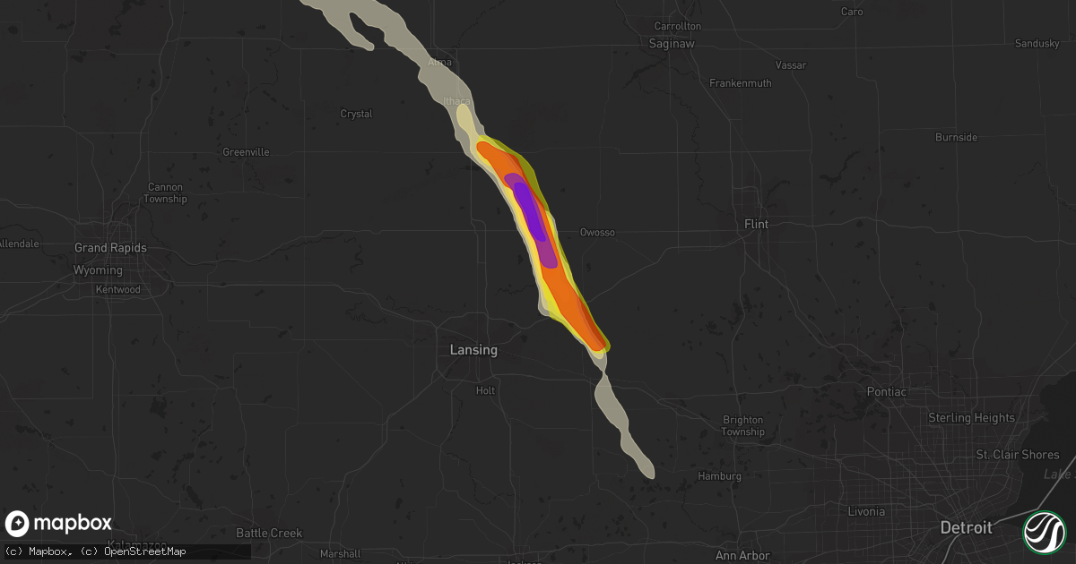 Hail map in Laingsburg, MI on June 12, 2021