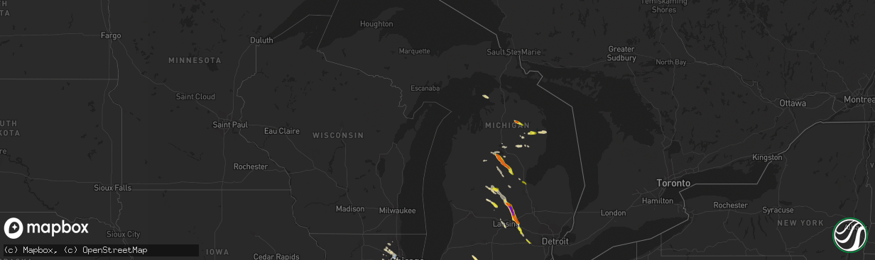 Hail map in Michigan on June 12, 2021