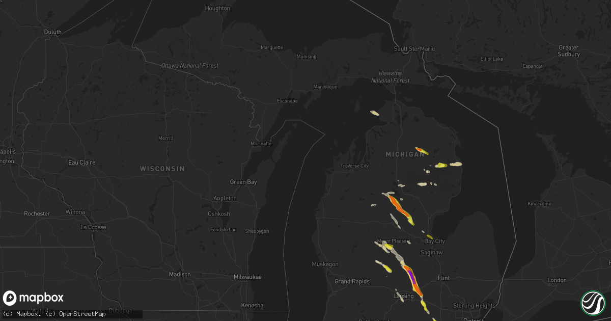 Hail map in Michigan on June 12, 2021