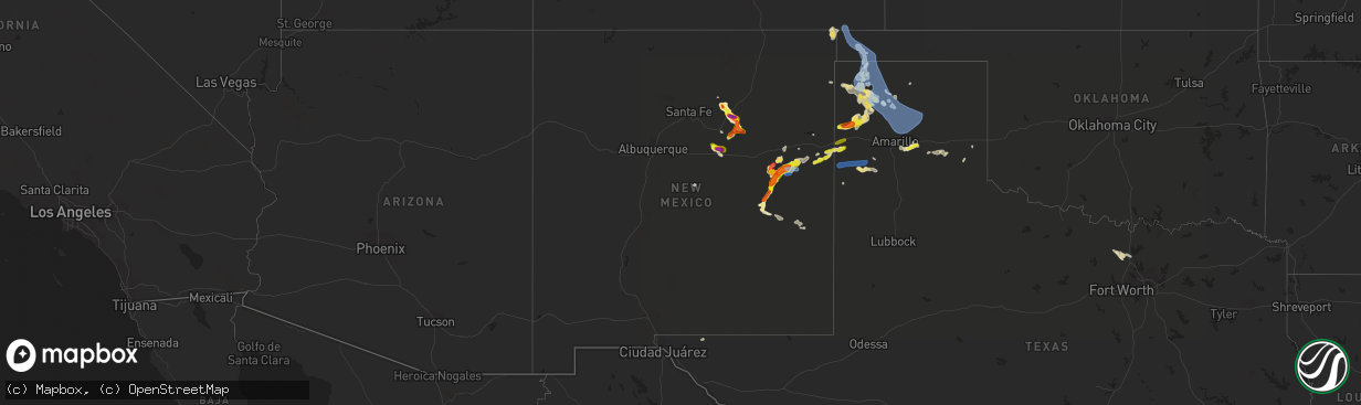 Hail map in New Mexico on June 12, 2021