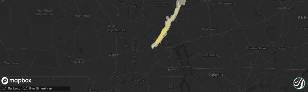 Hail map in Paducah, KY on June 12, 2021