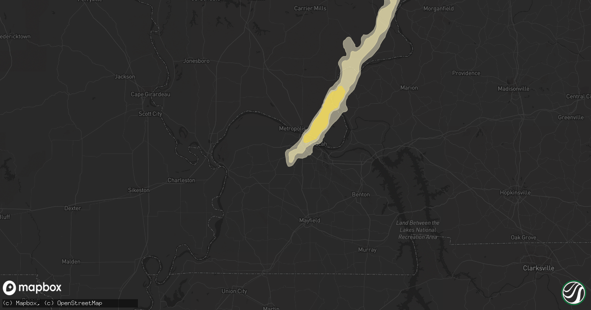 Hail map in Paducah, KY on June 12, 2021