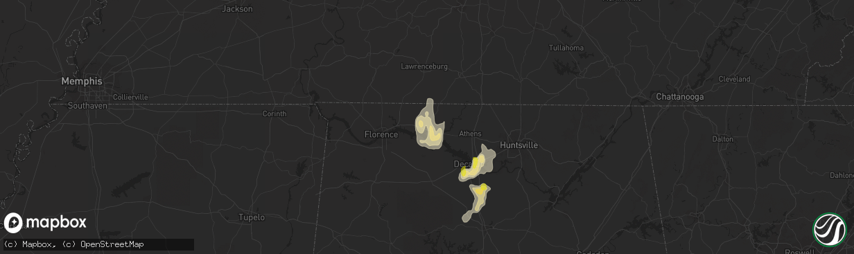 Hail map in Rogersville, AL on June 12, 2021