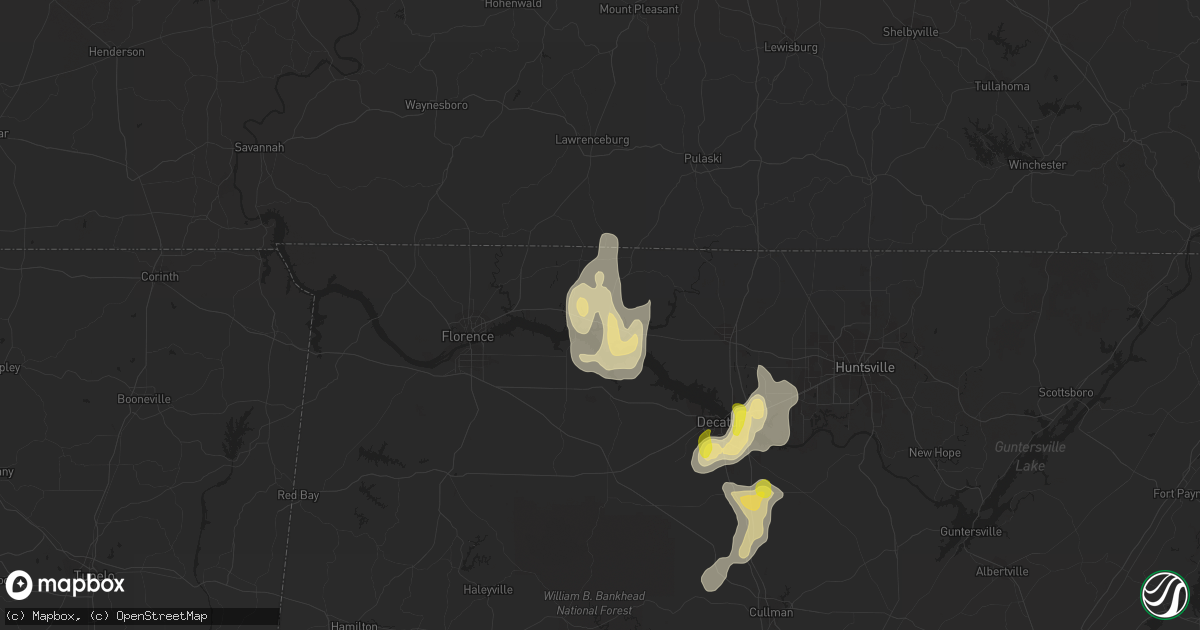 Hail map in Rogersville, AL on June 12, 2021