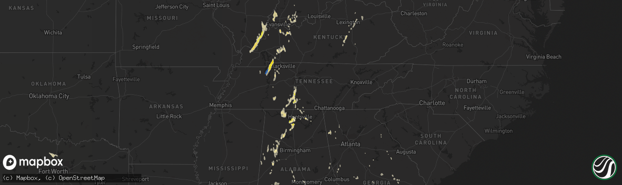 Hail map in Tennessee on June 12, 2021