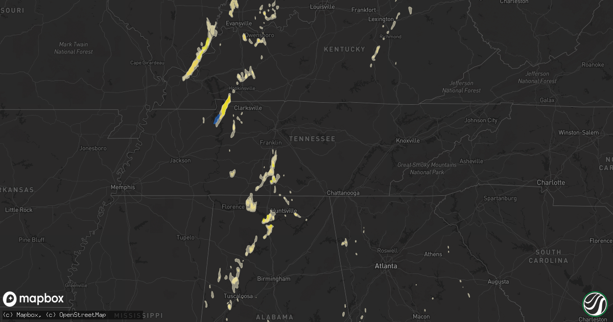 Hail map in Tennessee on June 12, 2021