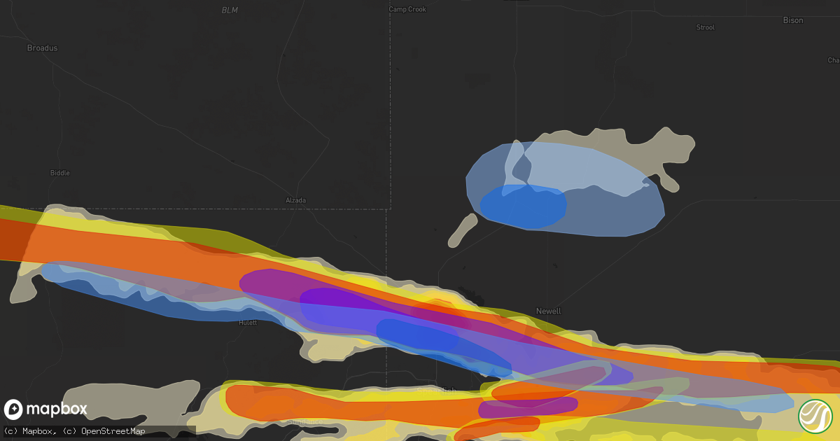 Hail map in Belle Fourche, SD on June 12, 2022