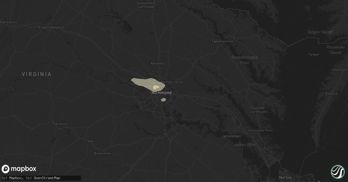 Hail map in Henrico, VA on June 12, 2022