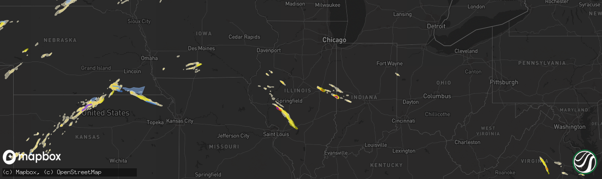 Hail map in Illinois on June 12, 2022