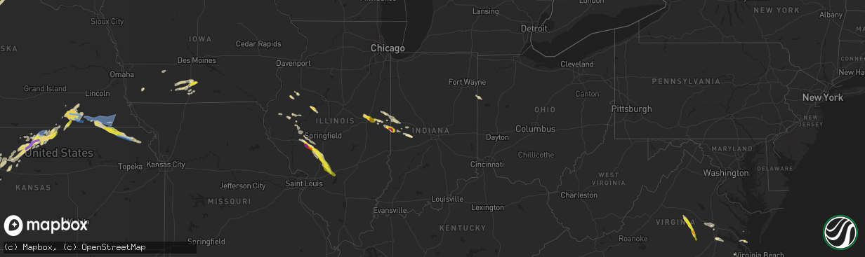 Hail map in Indiana on June 12, 2022