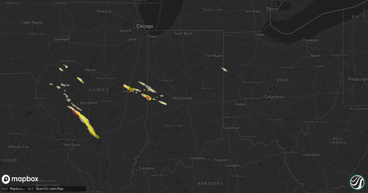 Hail map in Indiana on June 12, 2022