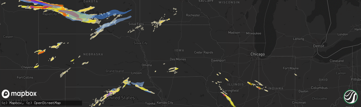Hail map in Iowa on June 12, 2022