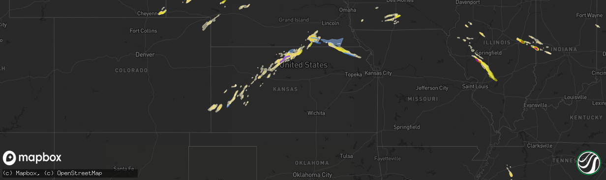 Hail map in Kansas on June 12, 2022