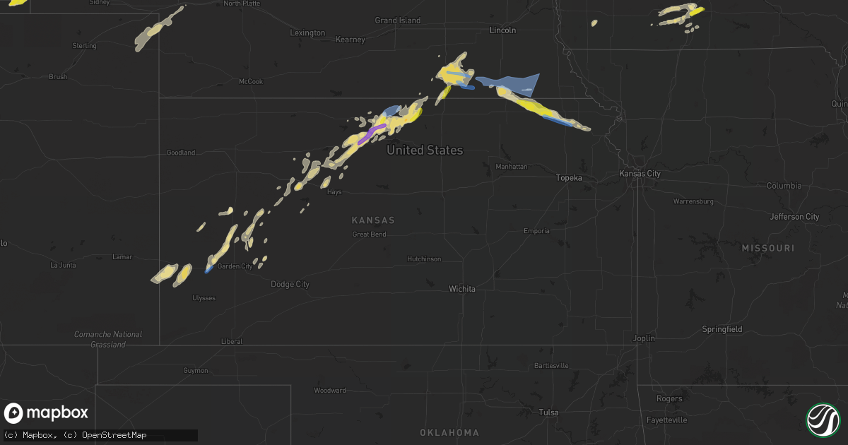Hail map in Kansas on June 12, 2022