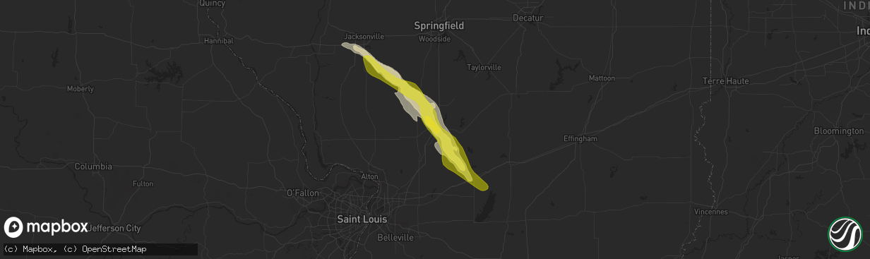 Hail map in Litchfield, IL on June 12, 2022