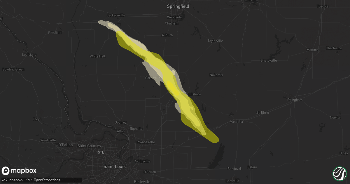 Hail map in Litchfield, IL on June 12, 2022