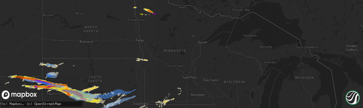 Hail map in Minnesota on June 12, 2022