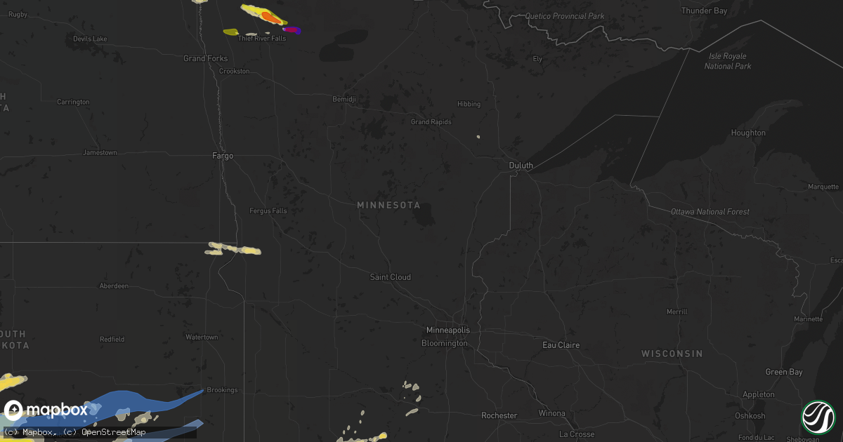 Hail map in Minnesota on June 12, 2022