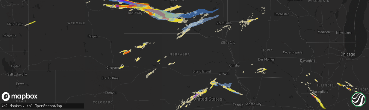 Hail map in Nebraska on June 12, 2022