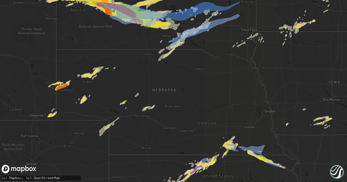 Hail map in Nebraska on June 12, 2022