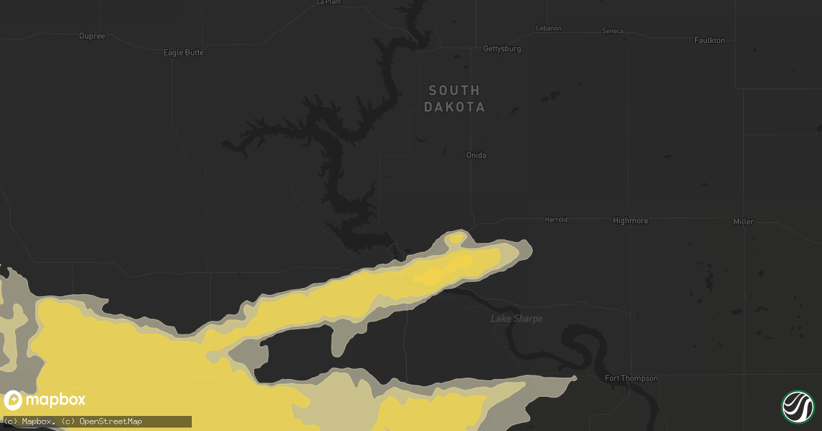 Hail map in Pierre, SD on June 12, 2022