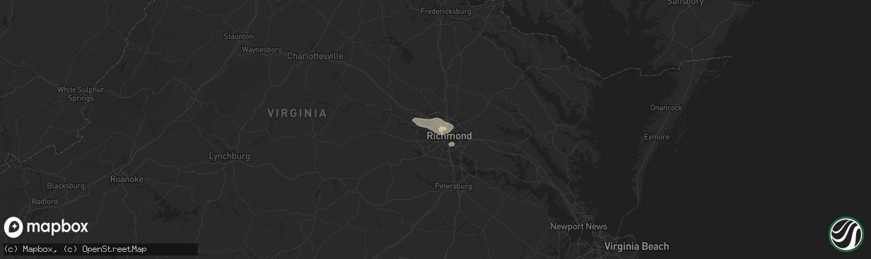 Hail map in Richmond, VA on June 12, 2022