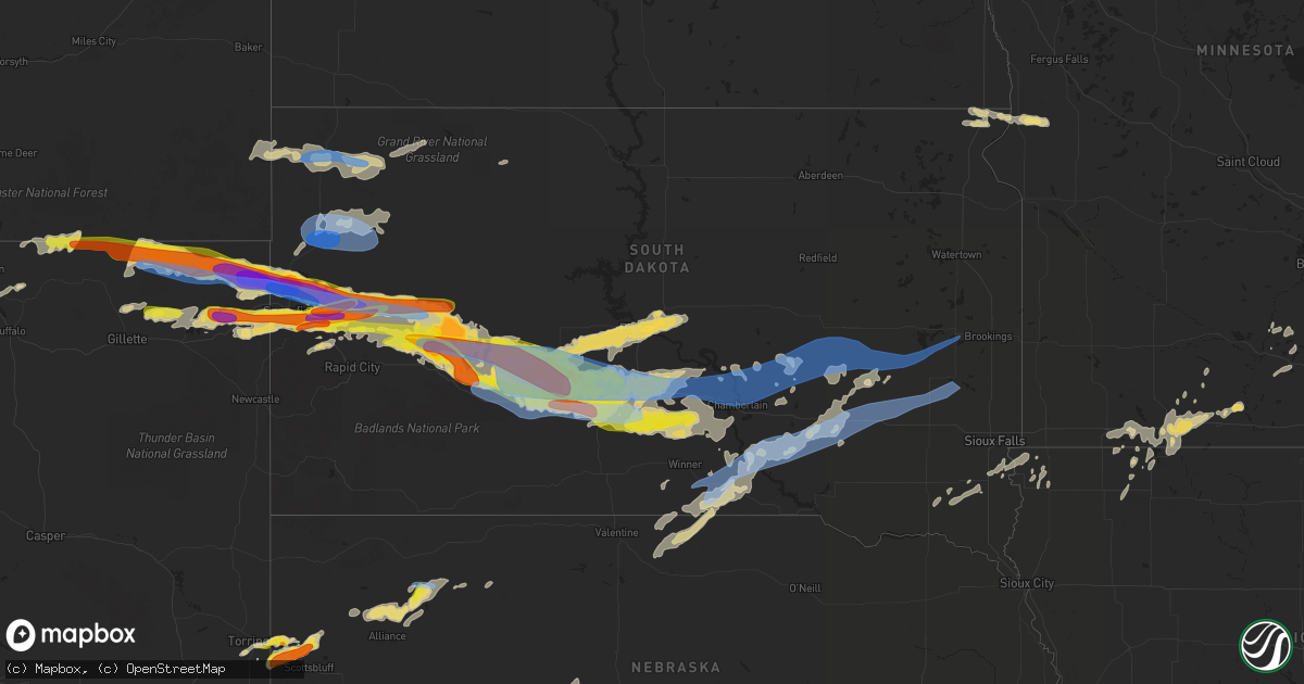 Hail map in South Dakota on June 12, 2022