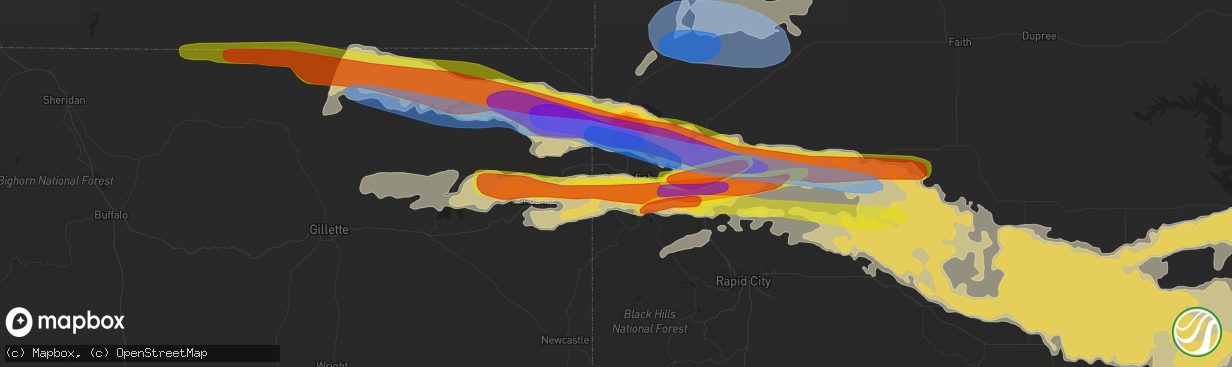 Hail map in Spearfish, SD on June 12, 2022