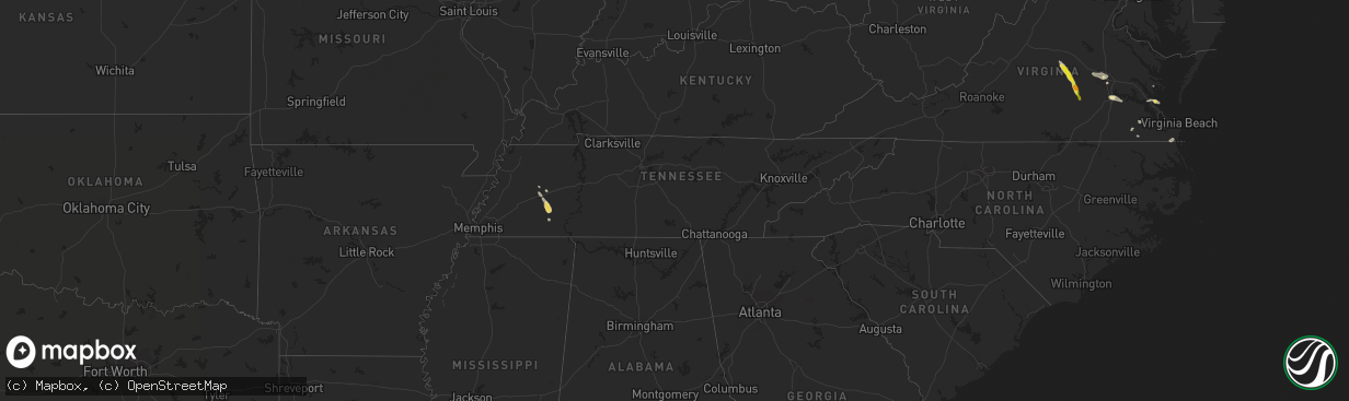 Hail map in Tennessee on June 12, 2022