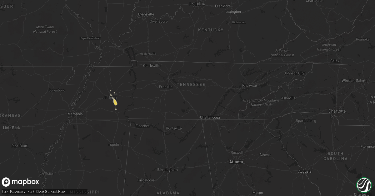 Hail map in Tennessee on June 12, 2022