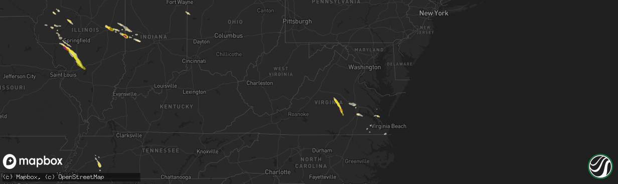 Hail map in Virginia on June 12, 2022