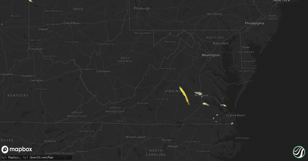 Hail map in Virginia on June 12, 2022