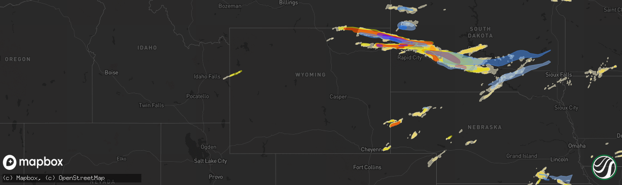 Hail map in Wyoming on June 12, 2022