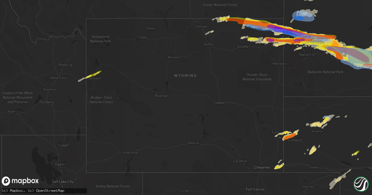 Hail map in Wyoming on June 12, 2022