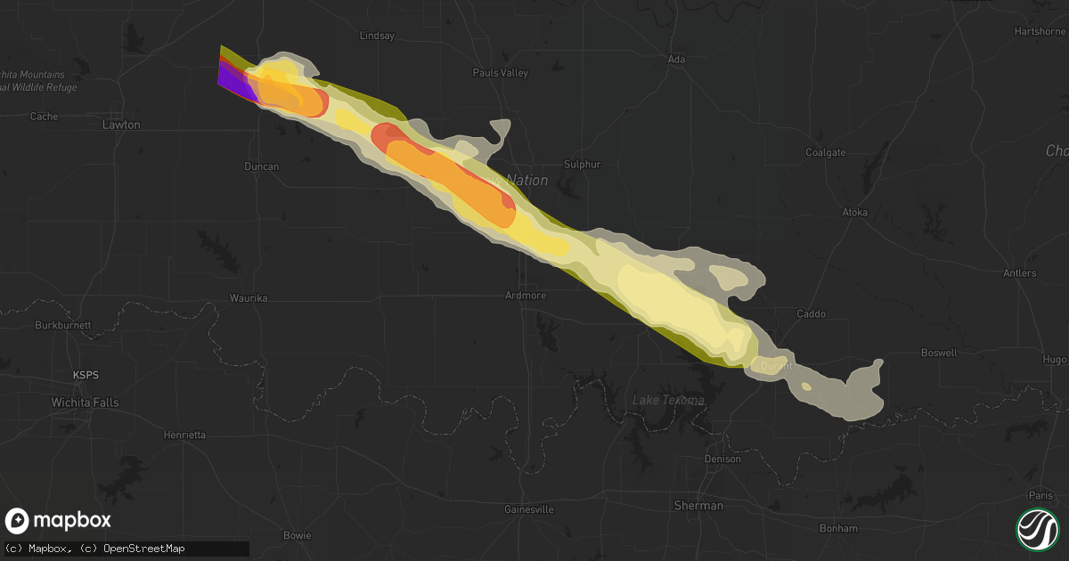 Hail map in Ardmore, OK on June 12, 2023
