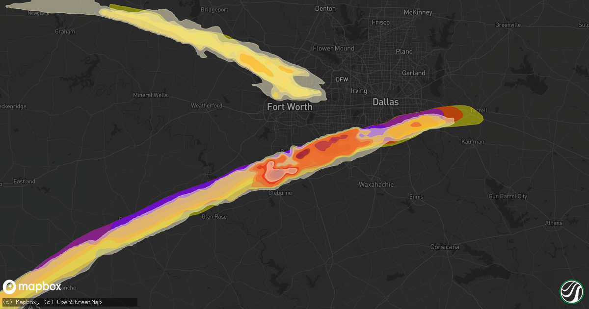 Hail map in Burleson, TX on June 12, 2023