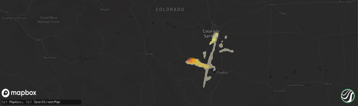 Hail map in Canon City, CO on June 12, 2023
