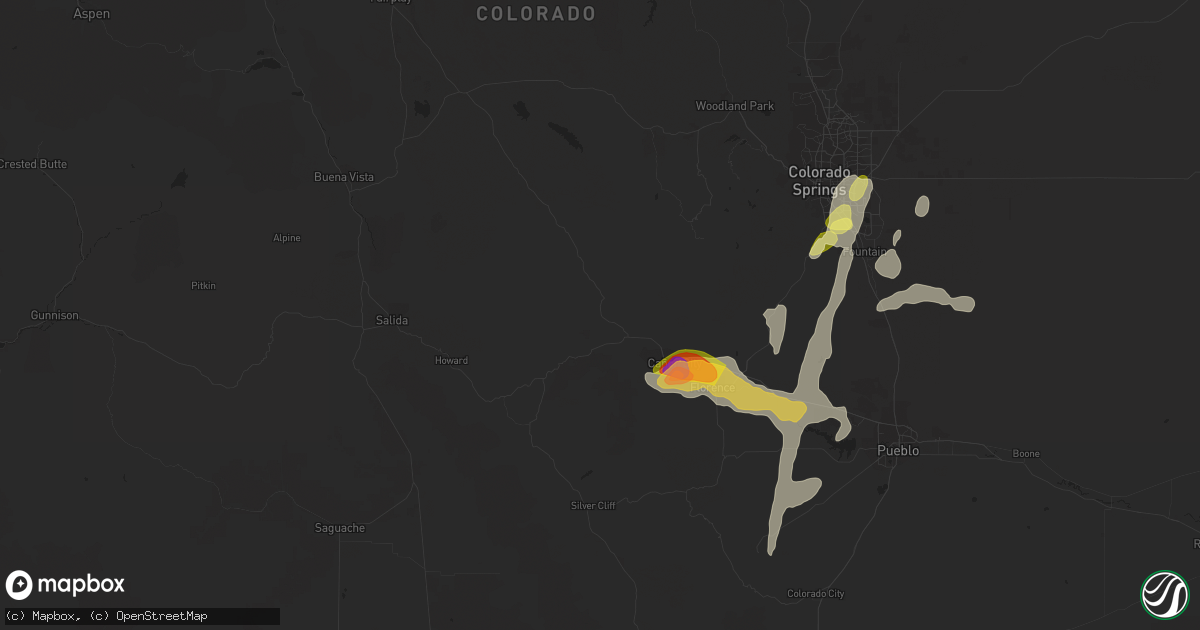 Hail map in Canon City, CO on June 12, 2023