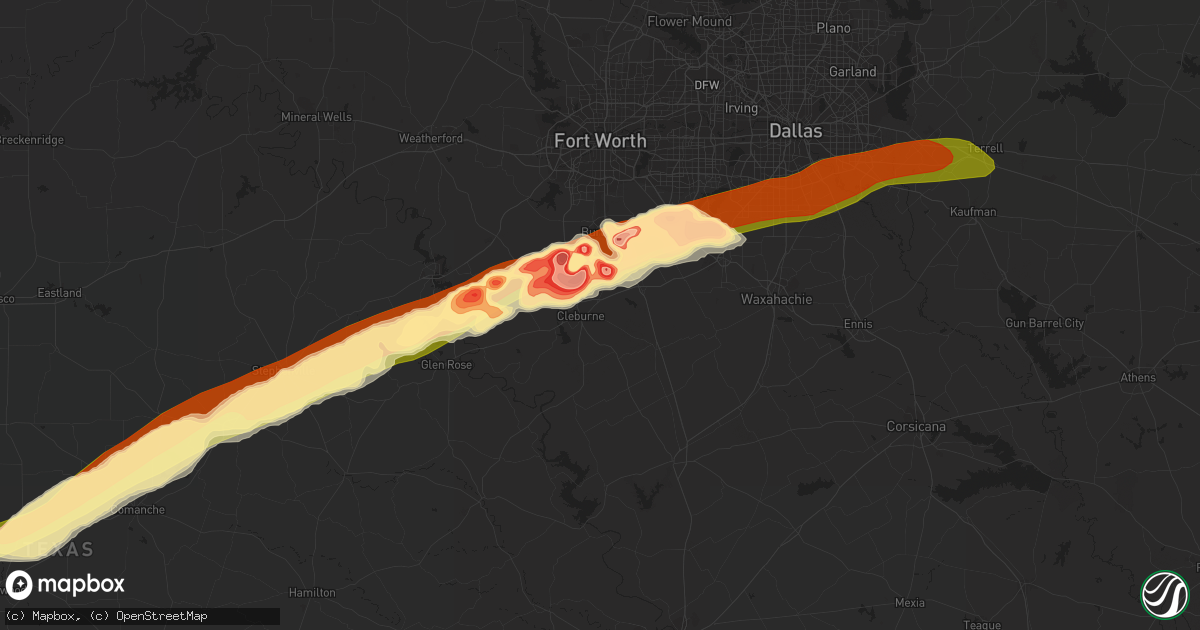 Hail map in Cleburne, TX on June 12, 2023