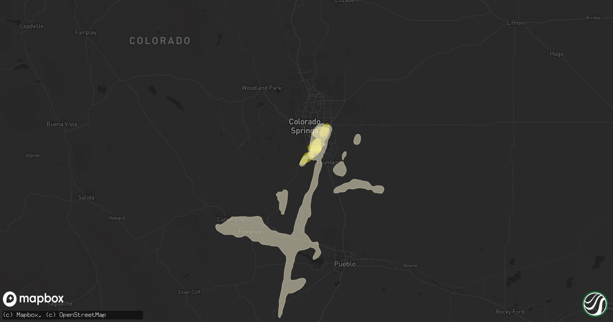 Hail map in Colorado Springs, CO on June 12, 2023