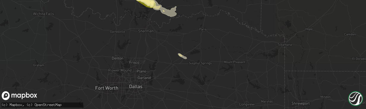 Hail map in Commerce, TX on June 12, 2023