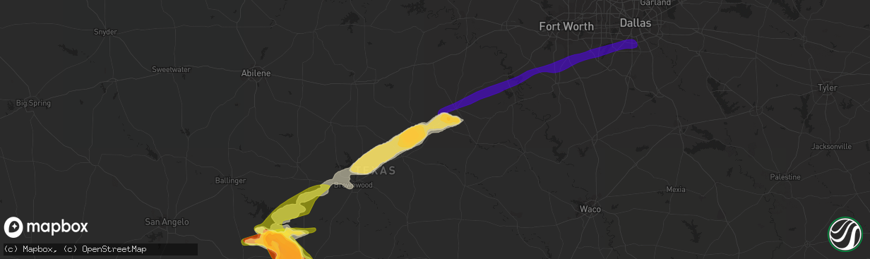 Hail map in Dublin, TX on June 12, 2023